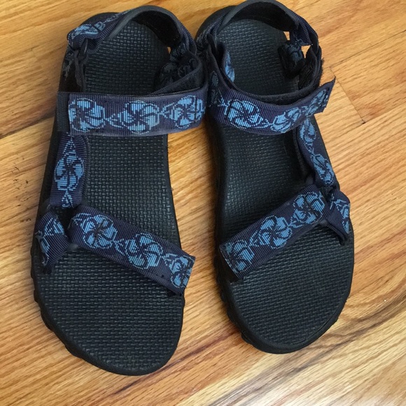 Sz 9 Teva storm sandals. Blue Hawaii print - Picture 1 of 8